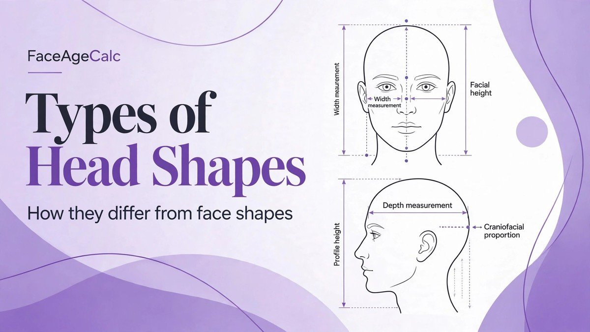 Illustration explaining that head shape and face shape are different and that measurements have limits